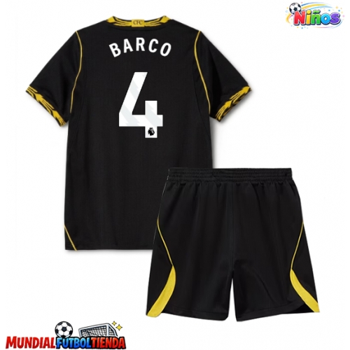 Camiseta Chelsea Valentin Barco #4 Segunda Equipación Replica 2026-27 para niños mangas cortas (+ Pantalones cortos)